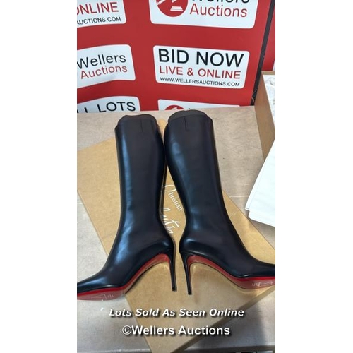 8166 - CHRISTIAN LOUBOUTIN KATE BOTTA 85 CALF LEATHER BOOTS / 37 / BRAND NEW & BOXED / ZIP IS OUT OF LINE O... 