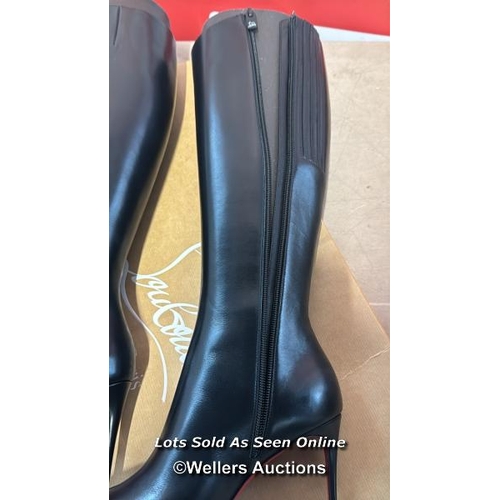 8166 - CHRISTIAN LOUBOUTIN KATE BOTTA 85 CALF LEATHER BOOTS / 37 / BRAND NEW & BOXED / ZIP IS OUT OF LINE O... 