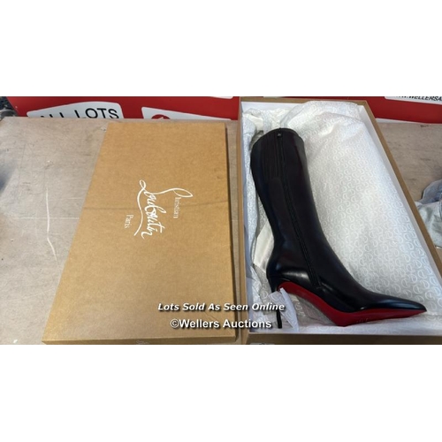 8166 - CHRISTIAN LOUBOUTIN KATE BOTTA 85 CALF LEATHER BOOTS / 37 / BRAND NEW & BOXED / ZIP IS OUT OF LINE O... 