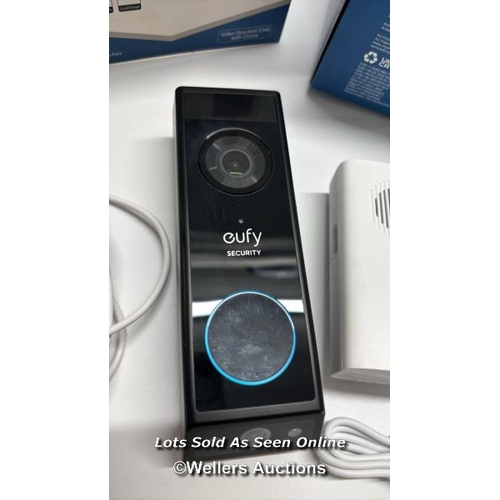 8914 - EUFY 2K VIDEO DOORBELL E340 8GB LOCAL STORAGE WITH CHIME / POWERS UP / MINIMAL IF ANY SIGNS OF USE