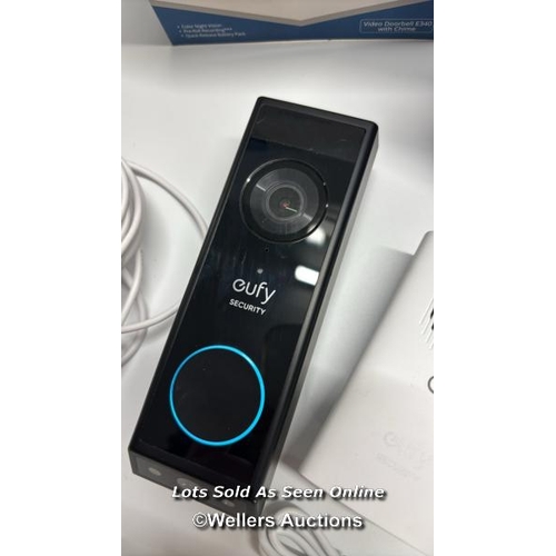 8914 - EUFY 2K VIDEO DOORBELL E340 8GB LOCAL STORAGE WITH CHIME / POWERS UP / MINIMAL IF ANY SIGNS OF USE