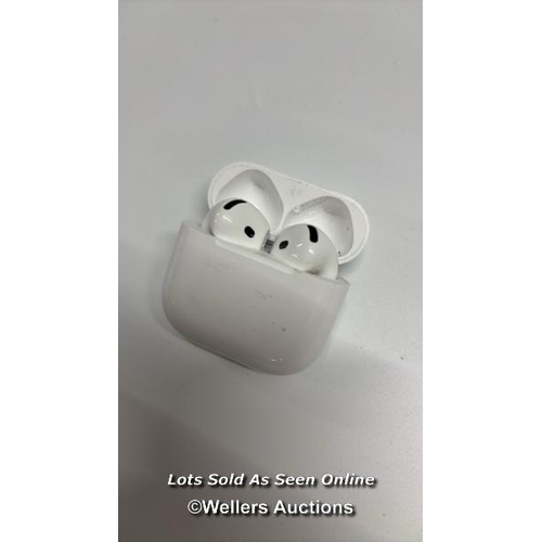 8922 - APPLE AIRPODS 4TH GEN / MXP63ZM/A / POWERS UP / MINIMAL SIGNS OF USE / CONNECTS TO BT / PLAYS MUSIC