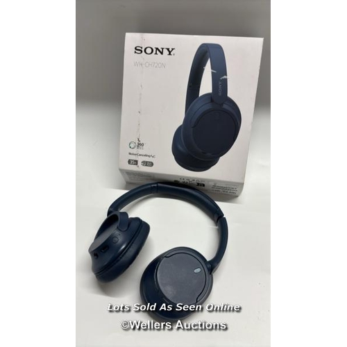 8928 - SONY WHCH720NB NOISE CANCELLING OVEREAR HEADPHONES / POWERS UP / MINIMAL SIGNS OF USE / CONNECTS TO ... 