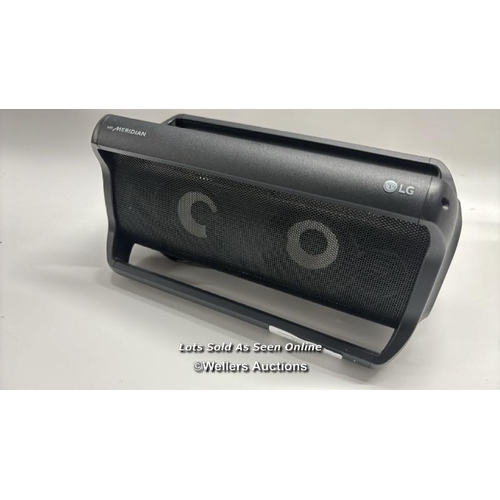 8932 - LG PK7 PORTABLE WIRELESS SPEAKER / UNTESTED / NO POWER CABLE / DAMAGED BACK CASING / SEE IMAGES