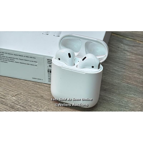 8966 - APPLE AIRPODS / 2ND GEN / WITH CHARGING CASE / MV7N2ZMA / MINIMAL SIGNS OF USE / POWERS UP / CONNECT... 