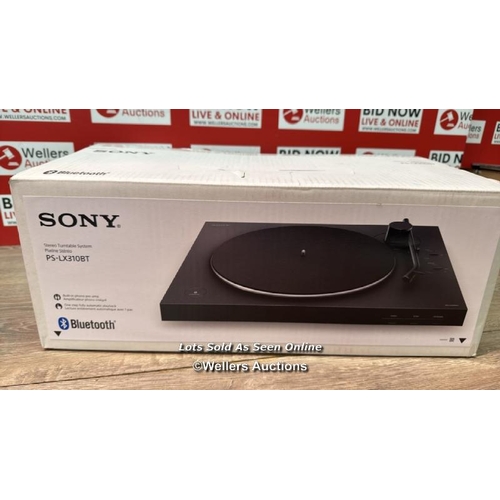 8982 - SONY PSLX310BT BLUETOOTH TURNTABLE / APPEARS NEW IN OPEN BOX / SEE IMAGES / F20