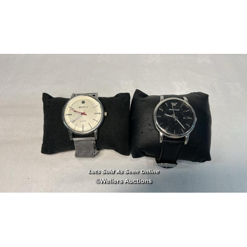 9650 - WATCH X2 INCL. EMPORIO ARMANI AR-1692 -STRAP DAMAGED, BOVI'S JENNEN. CO NO.5219