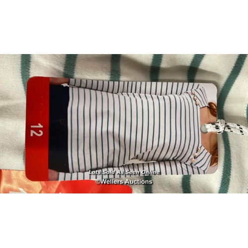 2058 - 20X LADIES NEW CREW CLOTHING COMPANY SQUARE NECK BRETON BUTTON STRIPE TOP / MIXED SIZES / C8