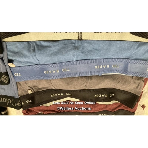 2083 - LARGE QTY OF GENTS NEW BOXER BRIEFS INCL. TED BAKER AND COLUMBIA / MIXED SIZES / C18