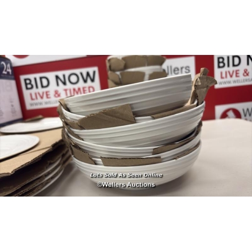 3018 - MIKASA SWIRL PORCELAIN DINNERWARE SET, 24 PIECE / SIGNS OF USE / A13