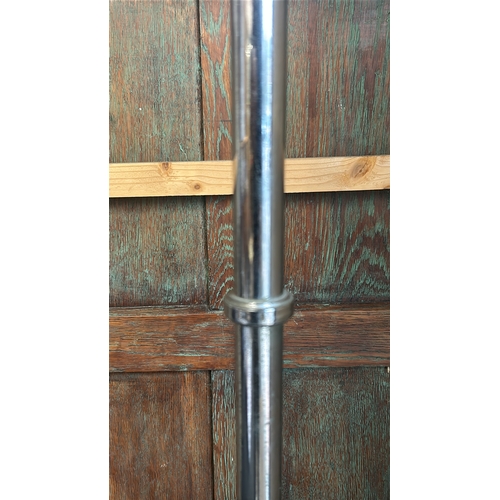 37 - Vintage art deco chrome and milk glass floor lamp, in working order, 183cm high, shade 18cm wide, ba... 