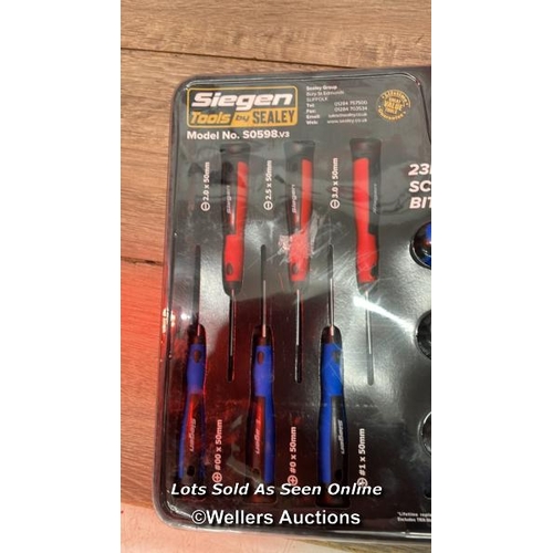 23 - SIEGEN TOOLS BY SEALEY 23PC SOFT GRIP SCREWDRIVER & BIT SET / NEW / F30