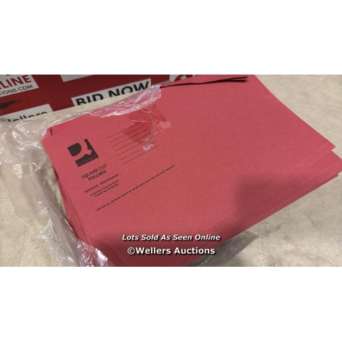 7577 - Q-CONNECT MEDIUM - WEIGHT 250 GSM FOOLSCAP SQUARE CUT FOLDER - RED (PACK OF 100) / MINIMAL SIGNS OF ... 