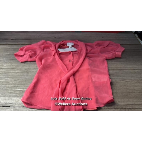 8083 - EIRENE BOW SHIRT / 6-7 / CORAL PINK / NEW / RRP: 140 / G84