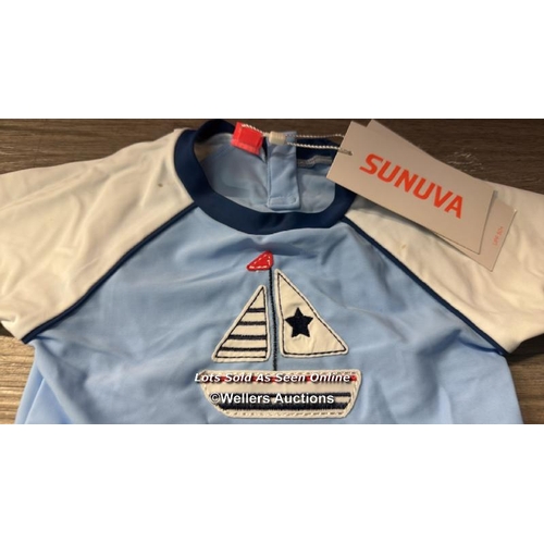 8095 - SUNUVA KIDS SAILBOAT LS RASH VEST BLUE  6-12 / NEW / G85