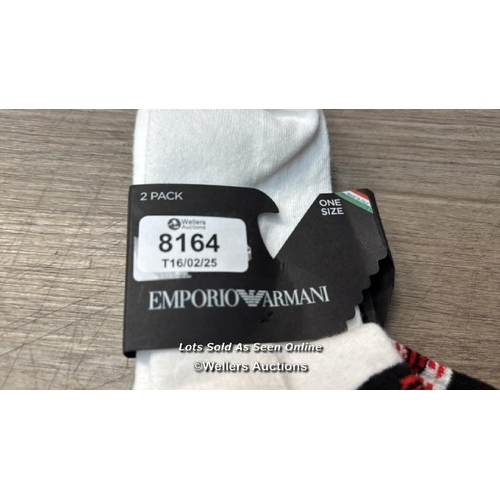 8164 - EMPORIO ARMANI SOCK 2PK SPORTY SHORT ANKLE STRIPE / NEW / RRP: 21 / H37