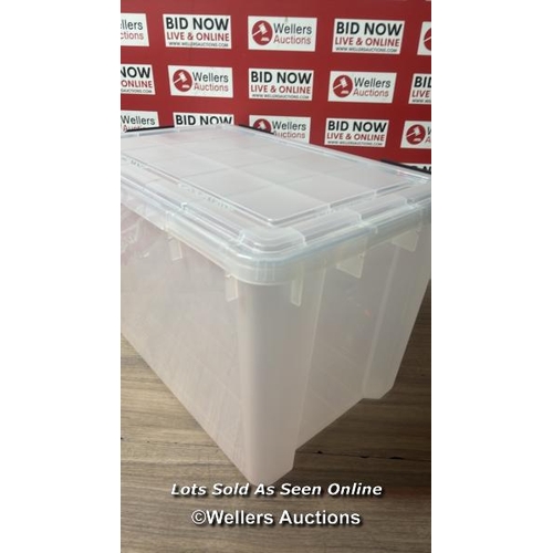 6023 - IRIS 70L AIRTIGHT BOX, MISSING 2X CLIPS / APPEARS NEW - SEE IMAGES / A21