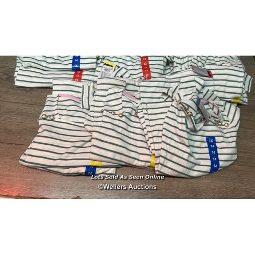 24 - X15 LADIES NEW SQUARE NECK BERTON BUTTON STRIPE WHITE GREEN LONG SLEVE T-SHIRT - MIXED COLOURS - MIX... 