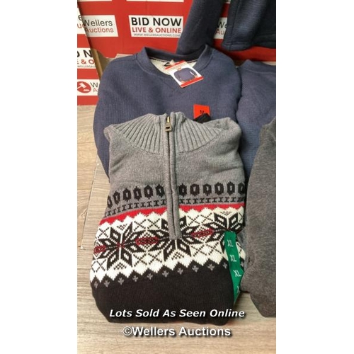 50 - X8 GENTS NEW JUMPERS INCL. JACK WILLS, JACHS NEW YORK AND B.C CLOTHING - MIXED SIZES - SEE IMAGES / ... 