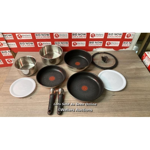 2005 - TEFAL INGENIO EMOTION STAINLESS STEEL NON-STICK PAN SET, 10 PIECE / MINIMAL SIGNS OF USE / A27