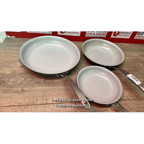 2056 - TRAMONTINA CERAMIC FRY PANS -  3PC    / SOME SIGNS OF USE / A33