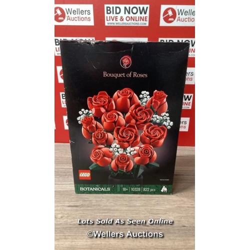 2072 - LEGO ICONS BOUQUET OF ROSES - MODEL 10328 / NEW OPEN BOX / ALL BAGS ARE SEALED / SEE IMAGES / C27