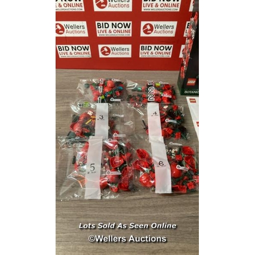 2072 - LEGO ICONS BOUQUET OF ROSES - MODEL 10328 / NEW OPEN BOX / ALL BAGS ARE SEALED / SEE IMAGES / C27