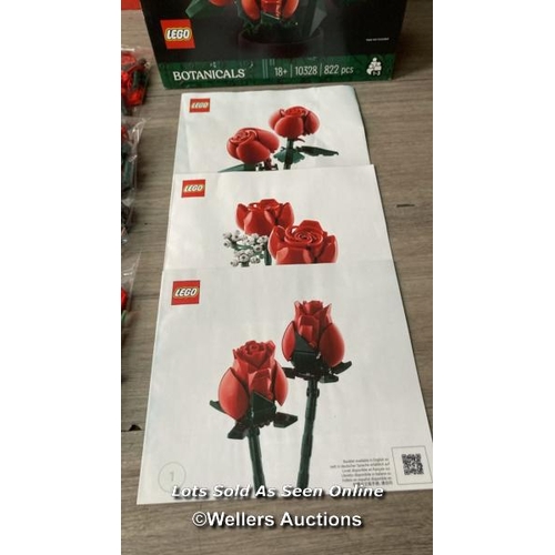 2072 - LEGO ICONS BOUQUET OF ROSES - MODEL 10328 / NEW OPEN BOX / ALL BAGS ARE SEALED / SEE IMAGES / C27