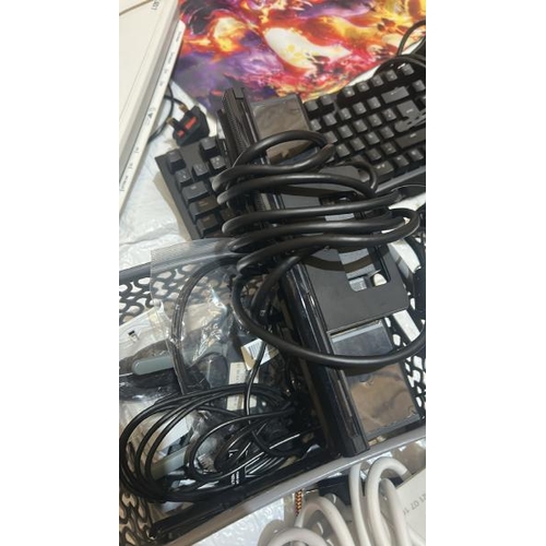 1 - Box of assorted computer and gaming accessories incl. keyboards, mouses, and controllers / Container... 