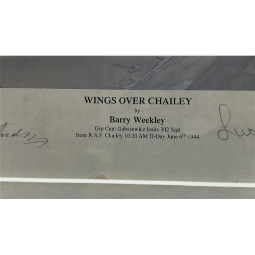 25 - Barry Weekley 'Wings Over Chailey' limited edition print with various pilot signatures / 54cm x 47cm... 