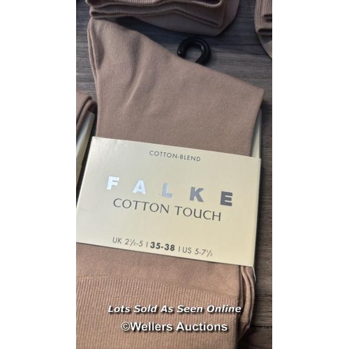 4858 - X12 FALKE SOCKS COTTON TOUCH 35-38 BEIGE / NEW / RRP: 14.95 EACH / G45