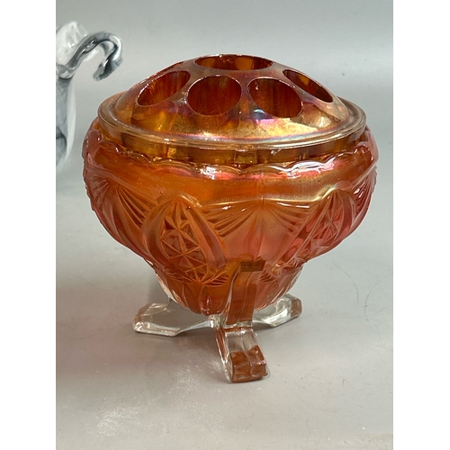 13 - Decorative glassware including Murano diamond shaped bowl signed 'La Murrina', vase and small dish s... 