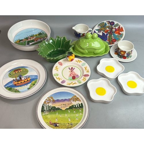 14 - Colorful kitchenware including Frog cheese dish, Appolia 