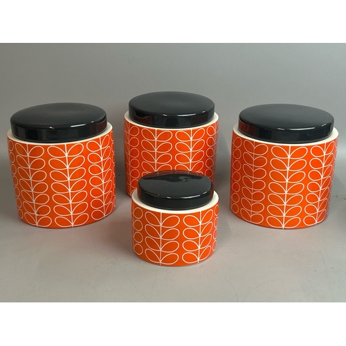 5 - Four matching storage jars by Orla Kiely / T7