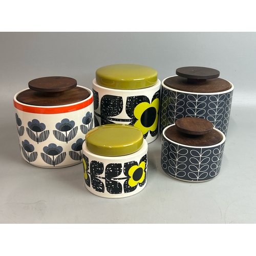 6 - Five assorted Orla Kiely storage jars / T7