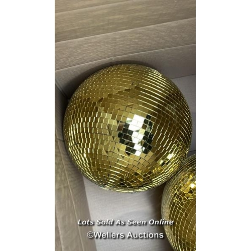 8006 - 3 X GOLD MIRRORED DISCO BALLS / SEE IMAGES