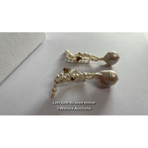 8009 - RRP: 265 - COMPLETEDWORKS GOLD VERMEIL AND PEARL GOTCHA EARRINGS / SEE IMAGES SOME SLIGHT DAMAGE / G... 