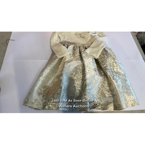 8095 - RRP: 145 - CHILDRENS PATACHOU GOLD LUREX DRESS / NEW WITH TAGS / SIZE 5Y / G25