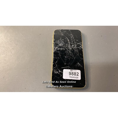 9882 - IPHONE XR/ A2105/ YELLOW/ 64GB/ IMEI-353083109078948 (I-CLOUD LOCKED) ( DISPLAY&BACK DAMAGE)