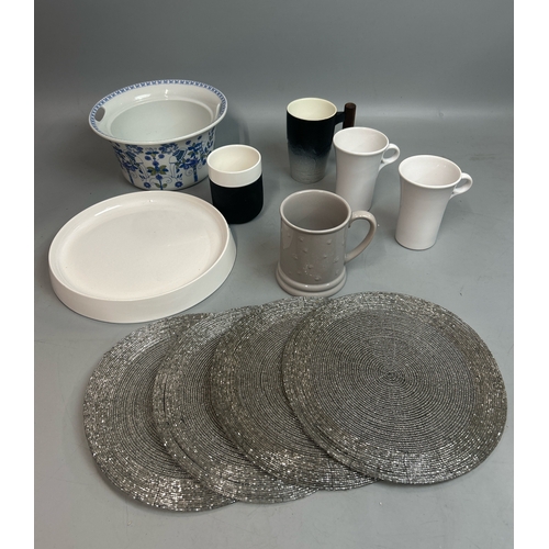 47 - Assorted mugs, large bowl and placemats / T23