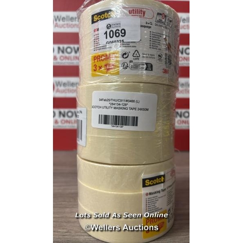 1069 - SCOTCH UTILITY MASKING TAPE 24X50M  / 9 ROLLS / NEW / A27