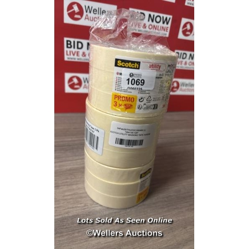 1069 - SCOTCH UTILITY MASKING TAPE 24X50M  / 9 ROLLS / NEW / A27