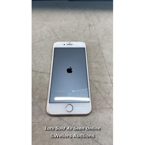 1836 - IPHONE 8/ A1906/ GOLD/ 64GB/ IMEI: 356729081552899/ I-CLOUD LOCKED - SCREEN AND BACK COVER DAMAGED  ... 