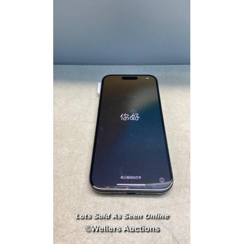 1852 - IPHONE 15 PRO/ A3102/ BLACK TITANIUM/ 256GB/ / IMEI: 358571311265696/ I-CLOUD UNLOCKED / H52