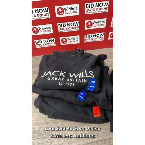 349 - 4X CHILDRENS NEW JACK WILLS HODDIES / SEE IMAGES / C40