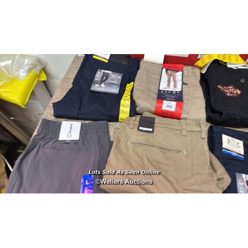 35 - X8 GENTS NEW TROUSERS AND SHORTS INCL. JACHS NEW YORK, ENGLISH LANDRY AND REPLAY - MIXED SIZES - SEE... 