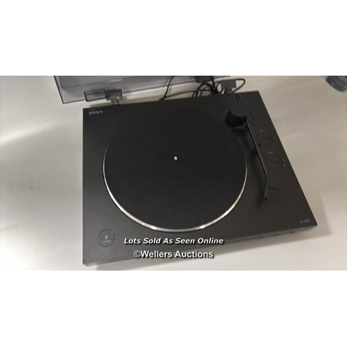 8403 - SONY PSLX310BT BLUETOOTH TURNTABLE / UNTESTED, NO POWER CABLE, MINIMAL SIGNS OF USE / F17