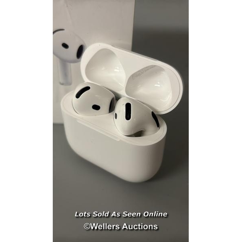 8418 - APPLE AIRPODS 4TH GEN / MXP63ZM/A / POWERS UP, MINIMAL SIGNS OF USE, CONNECTS TO BT, PLAYS MUSIC / F... 