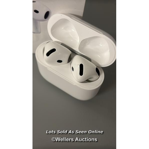 8418 - APPLE AIRPODS 4TH GEN / MXP63ZM/A / POWERS UP, MINIMAL SIGNS OF USE, CONNECTS TO BT, PLAYS MUSIC / F... 