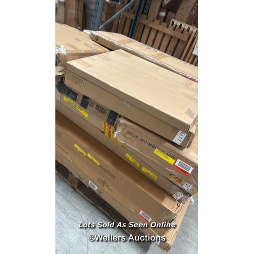 1002 - PALLET OF MIXED FLAT PACKED FURNITURE / SEE IMAGES FOR CONTENTS AND CONDITION / COLLECTION FROM DART... 